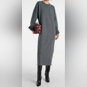 Cozy Charcoal Knit Long Sleeve Dress
